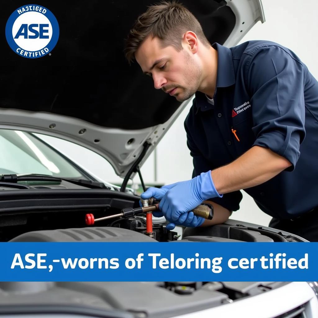 ASE Certified Technician Working on a Car