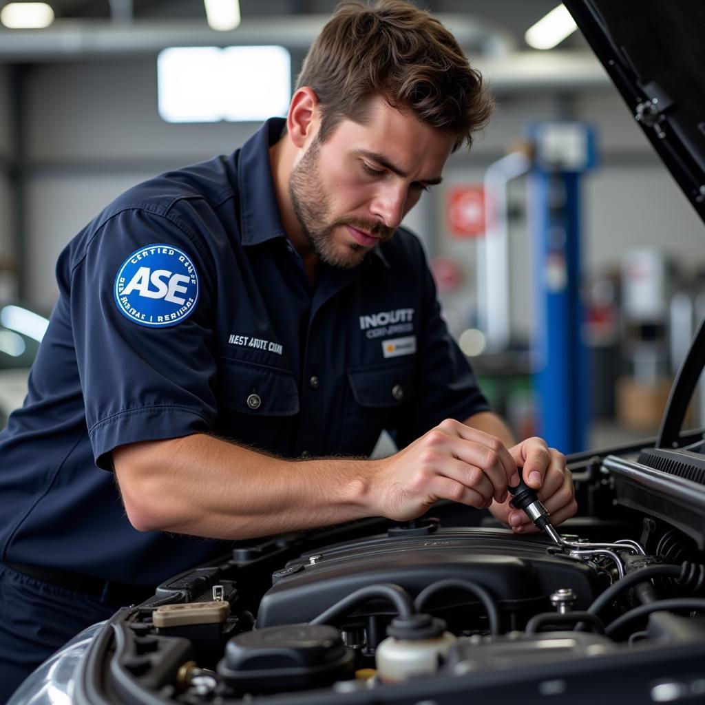 ASE Certified Technician Performing Engine Repair