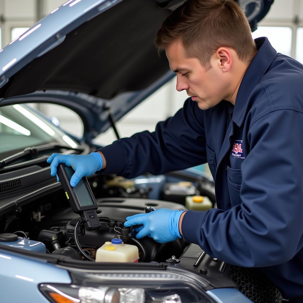 ASE Certified Technician Working on an Engine