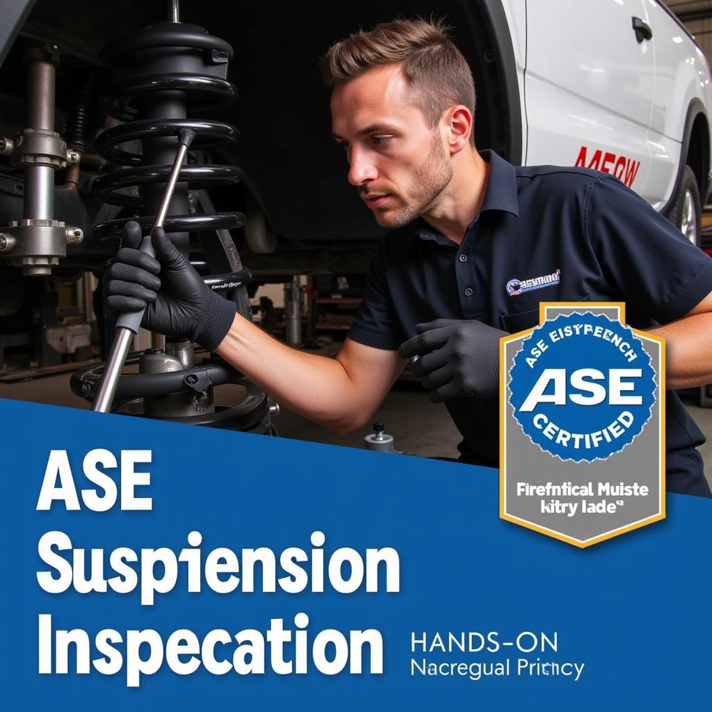 ASE Certified Technician Working on Suspension