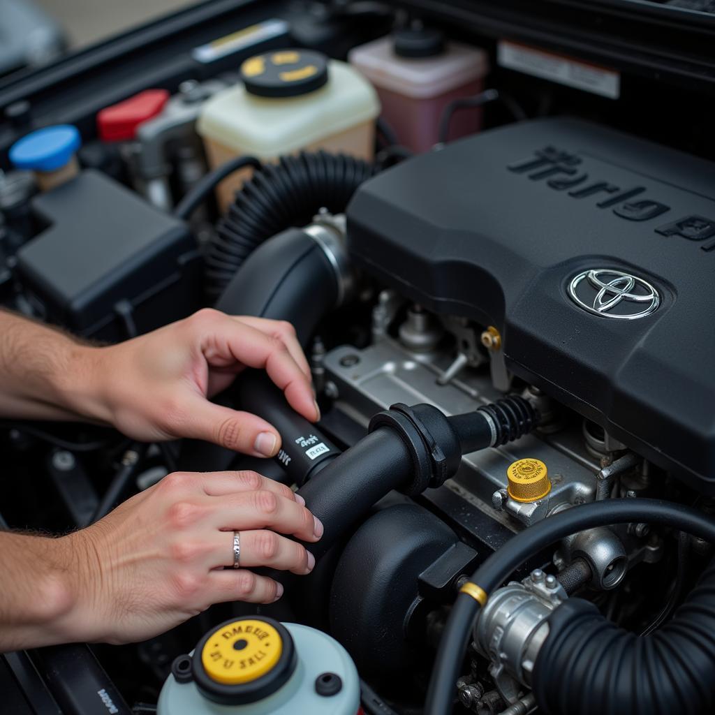 ASE Certified Technician Working on a Toyota Engine