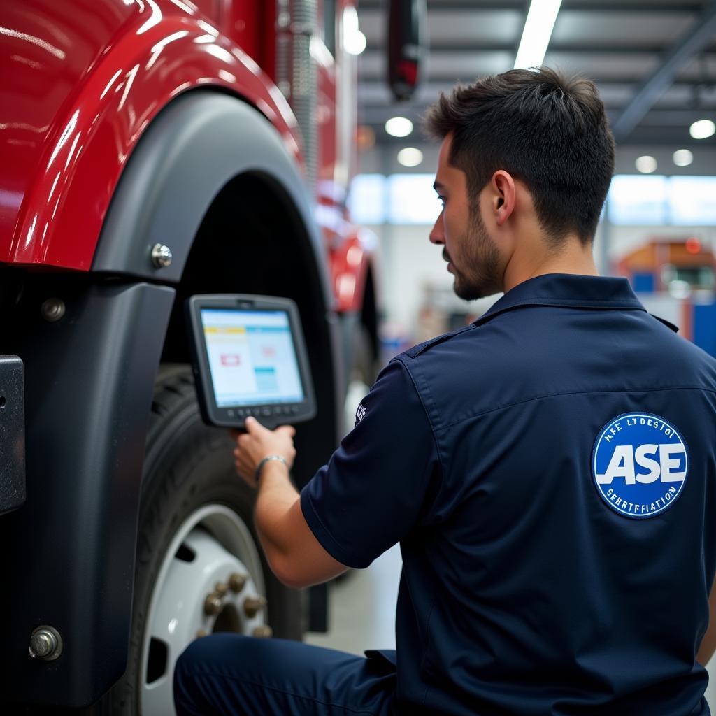 ASE Certified Technician Working on a Truck in ASEAN