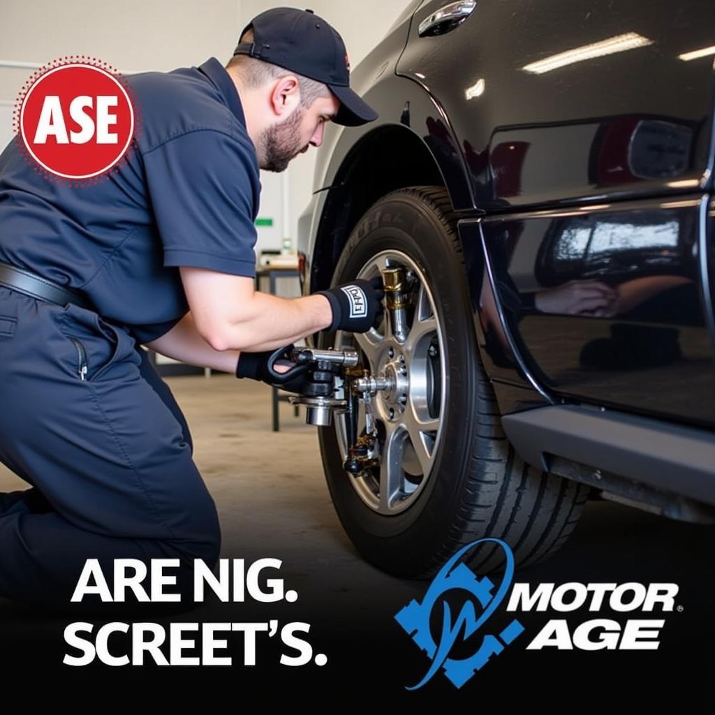 ASE Certified Technician Working with Motor Age Parts