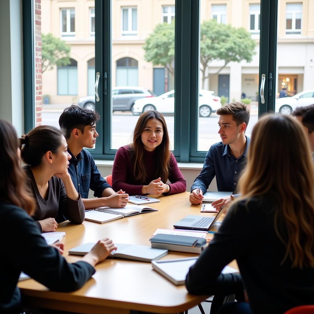 ASE Courses Nimes: Students engaging in a lively discussion about ASEAN media trends.