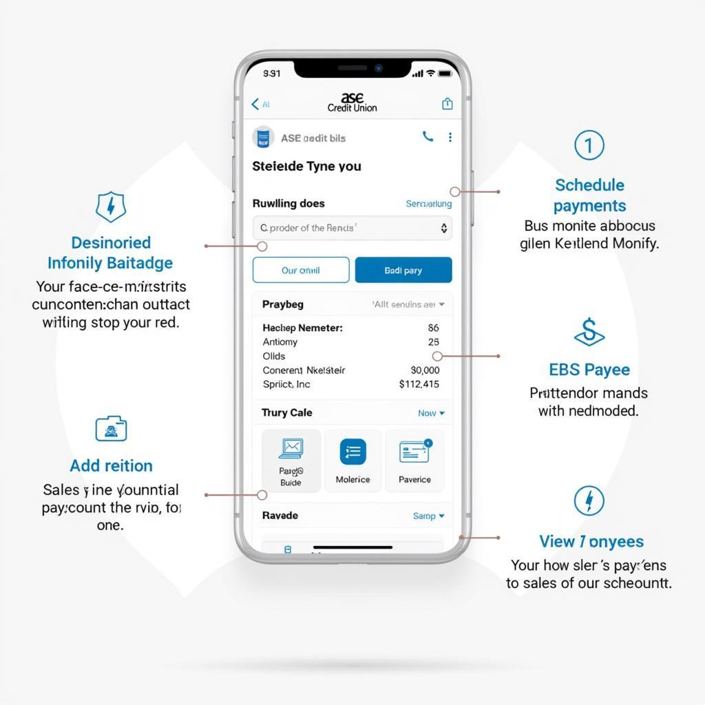 ASE Credit Union Bill Pay Mobile App Interface