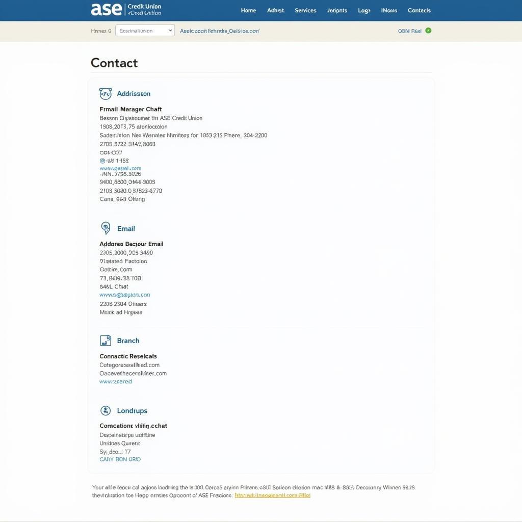 ASE Credit Union Website Contact Page