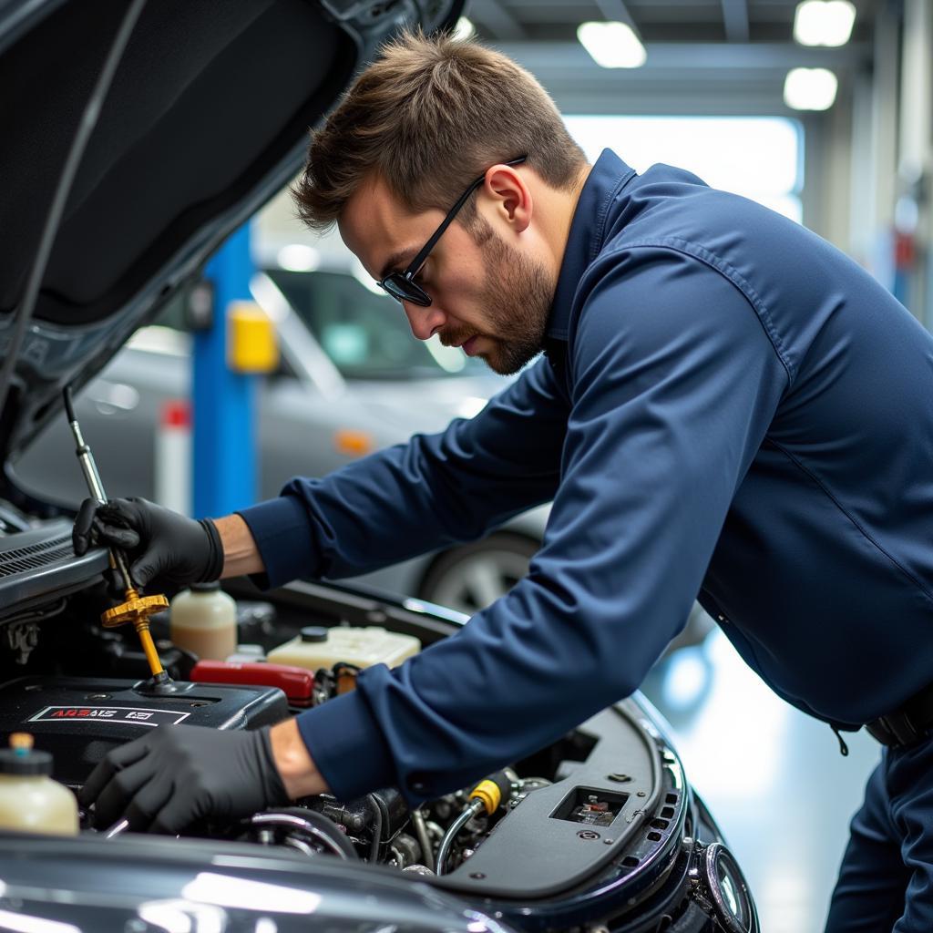 ASE E1 Certified Technician at Work