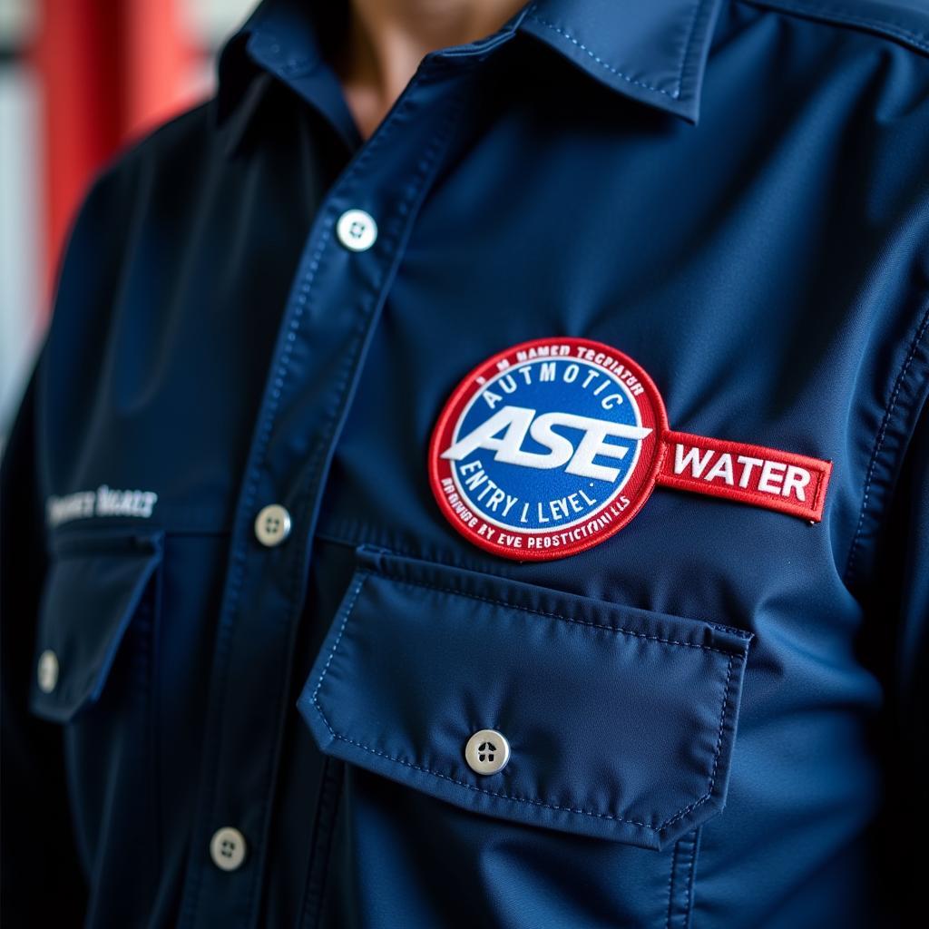 ASE Entry Level Technician Patch Displayed on a Uniform