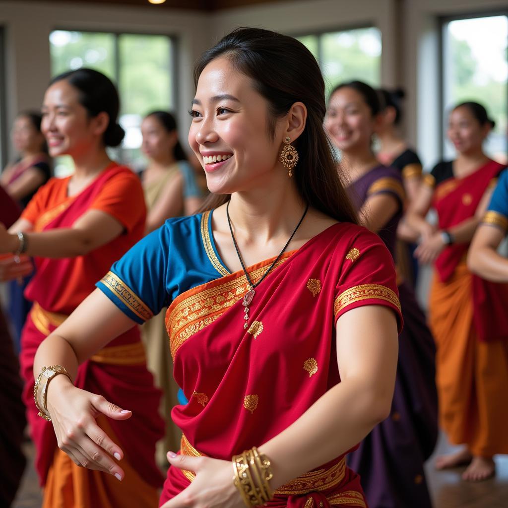 Traditional dance class fosters cultural connection and physical well-being through ASE fitness.