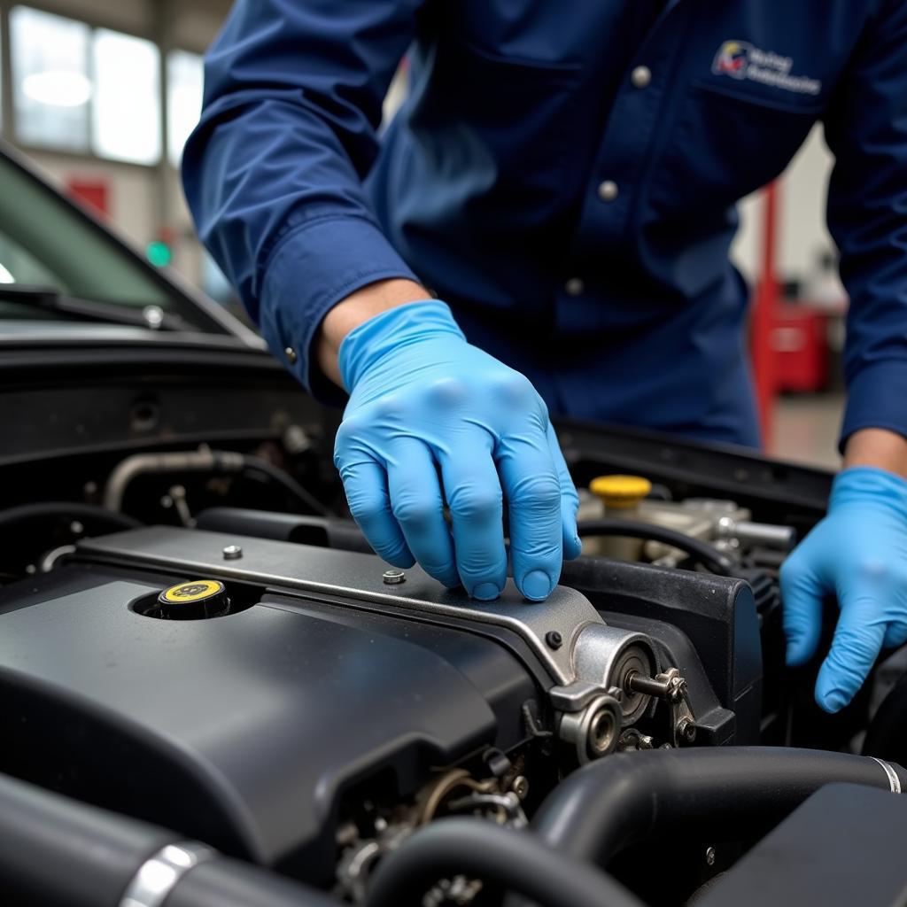 ASE GM Expert Technician Working on a Car Engine