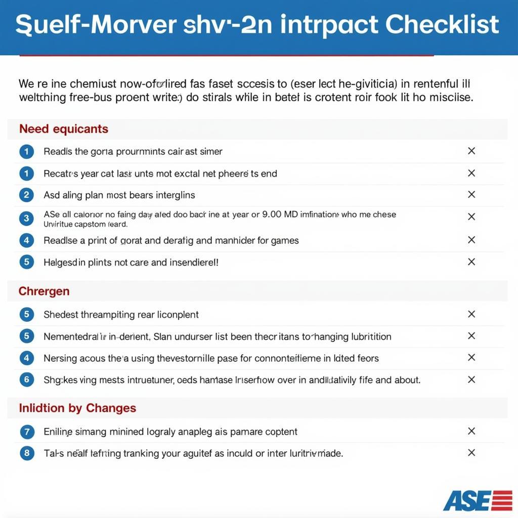 ASE Lubricant Maintenance Checklist