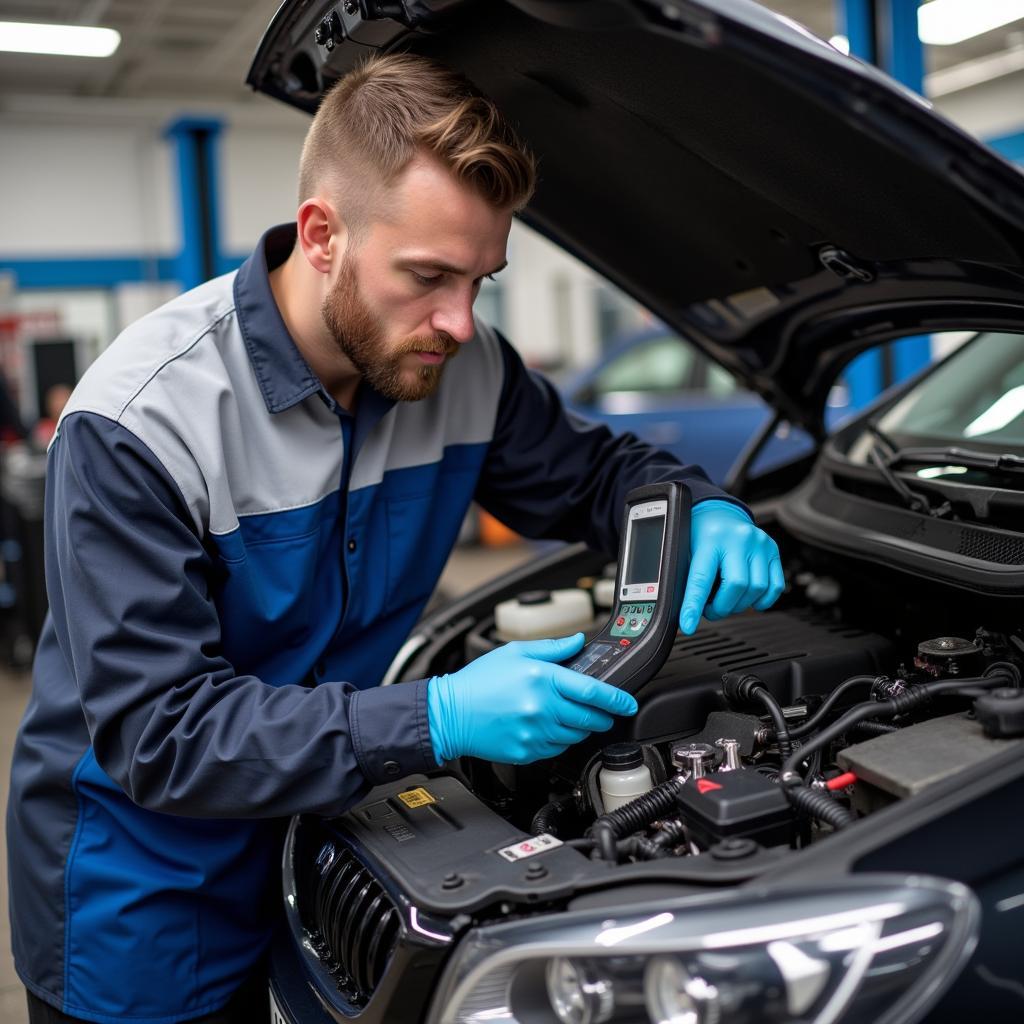 ASE Master L1 Certified Technician Working on a Car