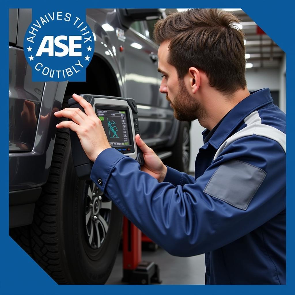 ASE Master Technician Diagnosing Car Problem