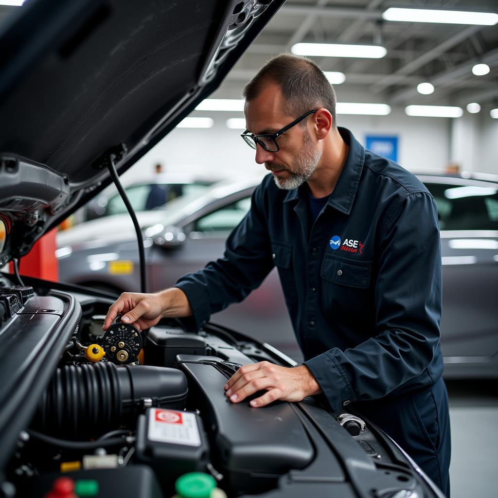 ASE Master Technician Repairing an Electric Vehicle