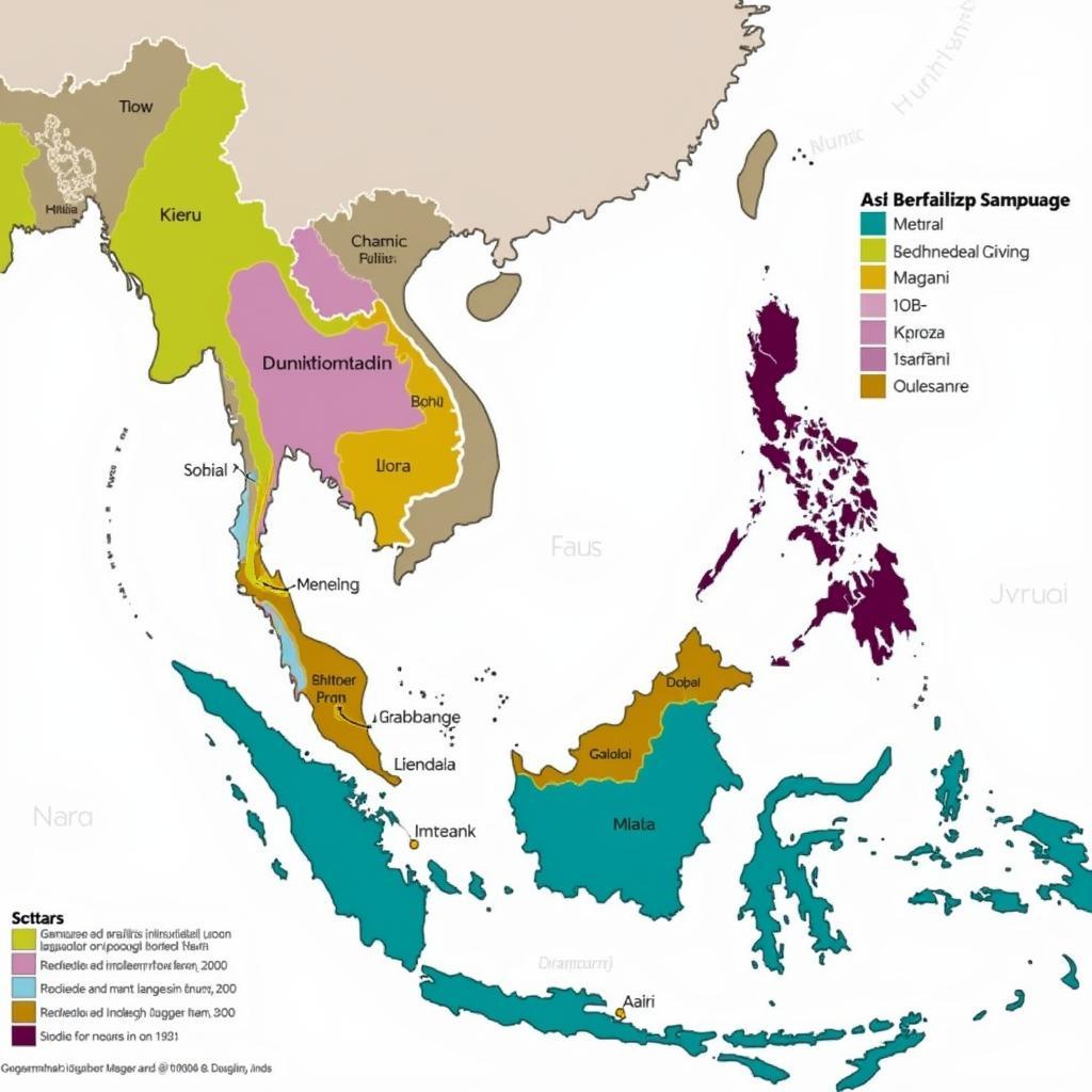 Southeast Asian Linguistic Map Showing Diversity