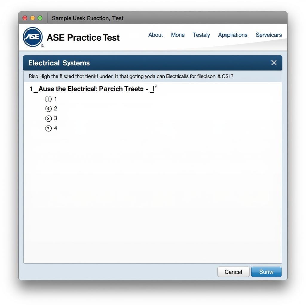 ASE Practice Test Questions on a Computer Screen