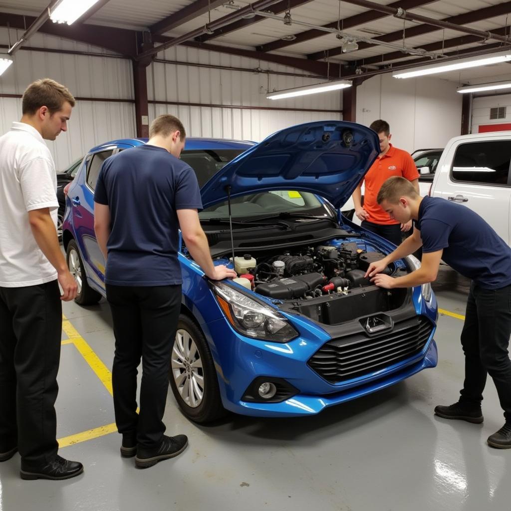 ASE Sarthe Students Working on a Car Project