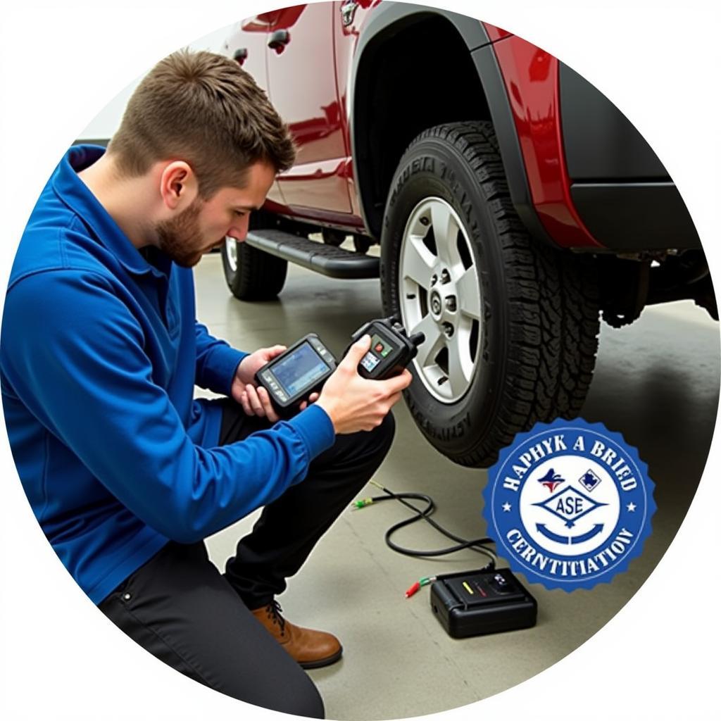 ASE Smog Certified Technician Working on a Vehicle's Emission System