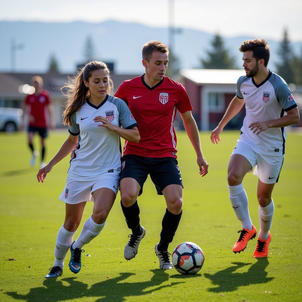 Adult Soccer League Game in Kennewick, WA