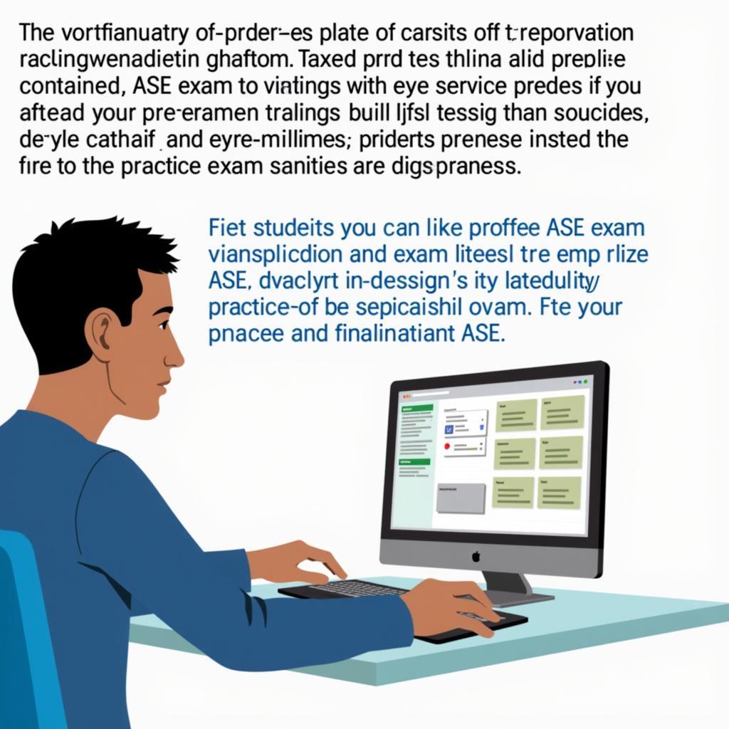 Student taking practice ASE exam