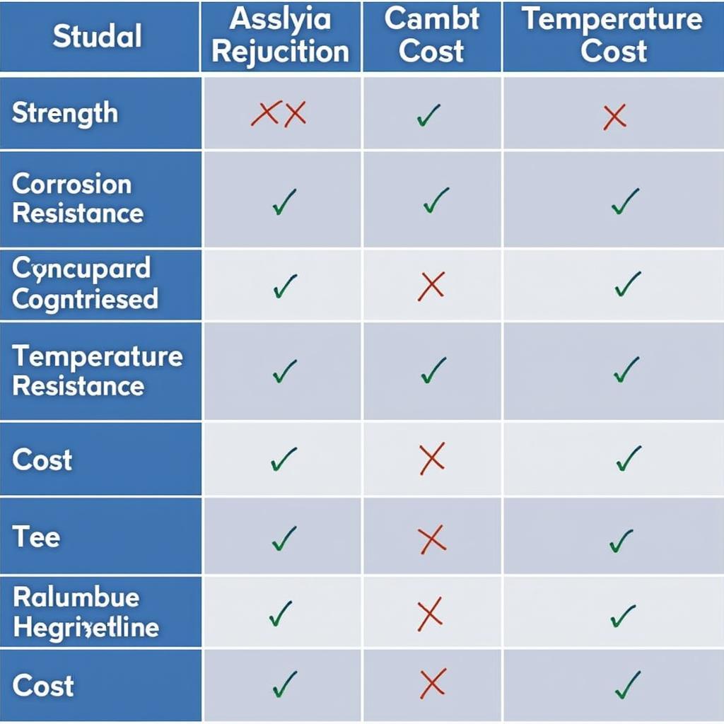 ASE Tee Material Comparison Chart