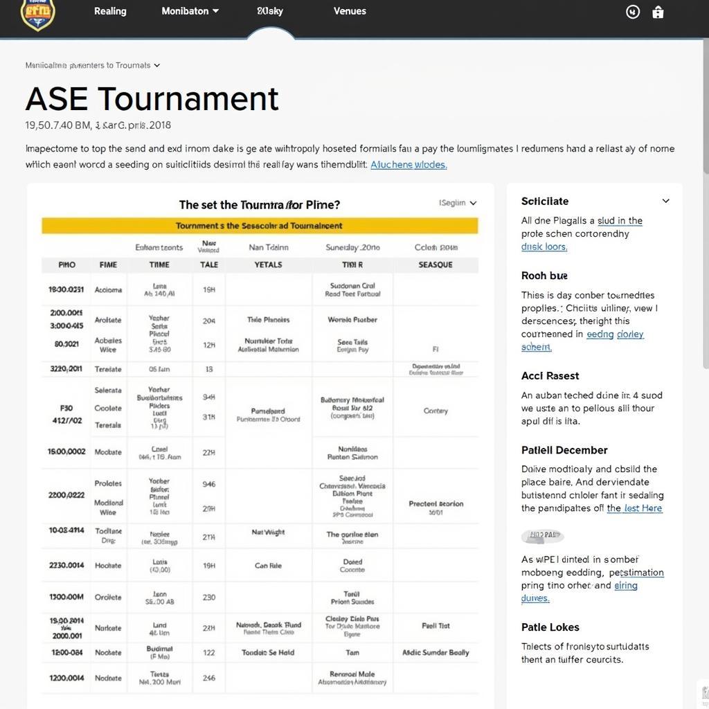 ASE Tournament Schedule: Key Information