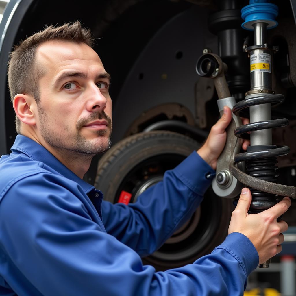 ASE VISE Certified Technician Working on a Car