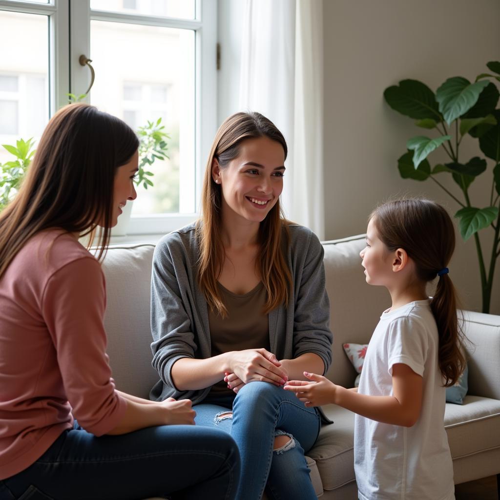 Social Worker Meeting with a Family in Yssingeaux