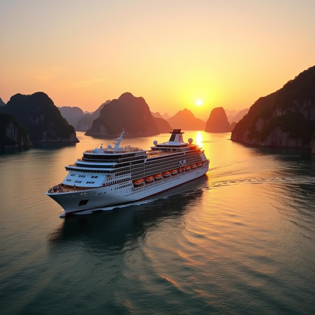 ASEA Cruise Ship Sailing Through Ha Long Bay