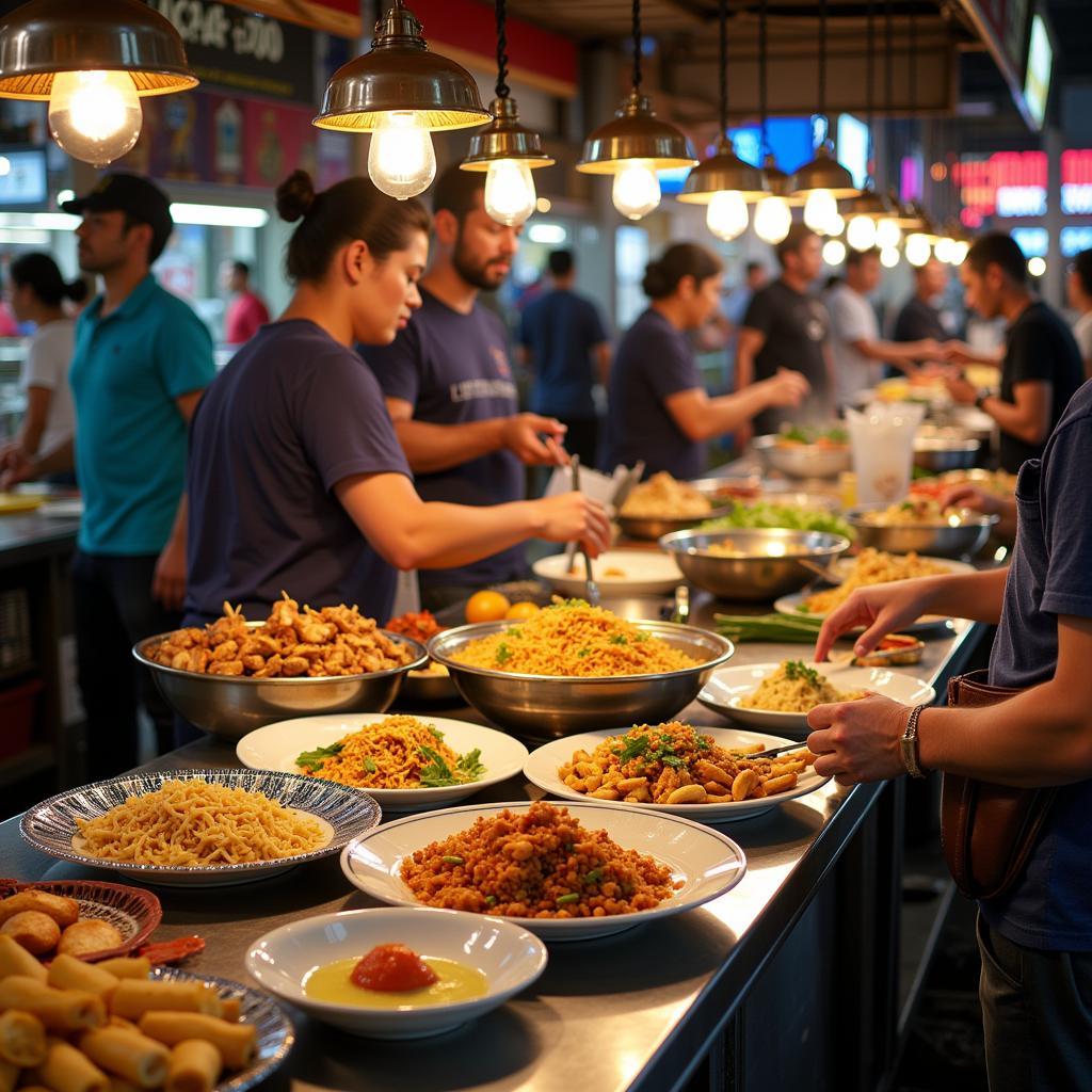 ASEA street food vendors preparing and serving various dishes