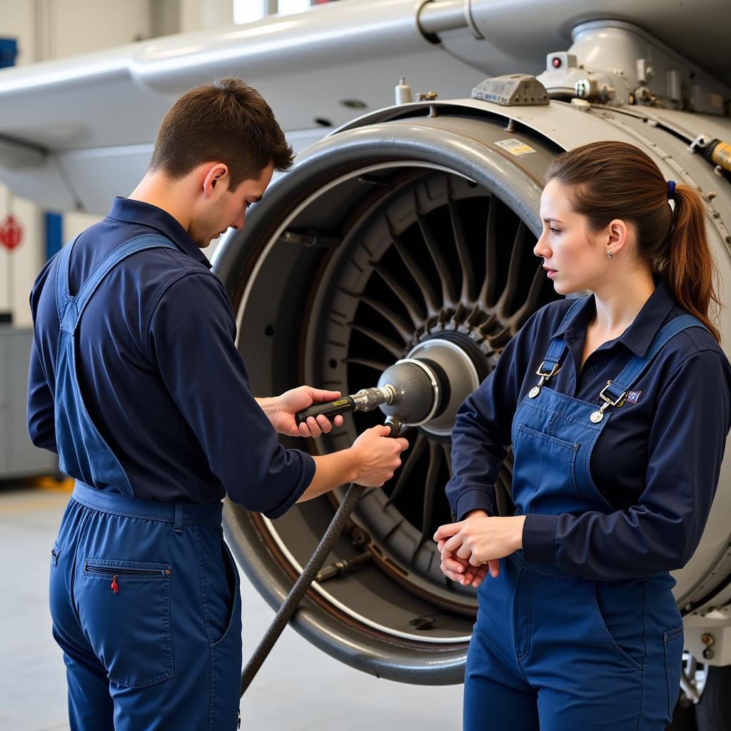 Students learning aircraft maintenance at ASEAN Aero Academy Adalah