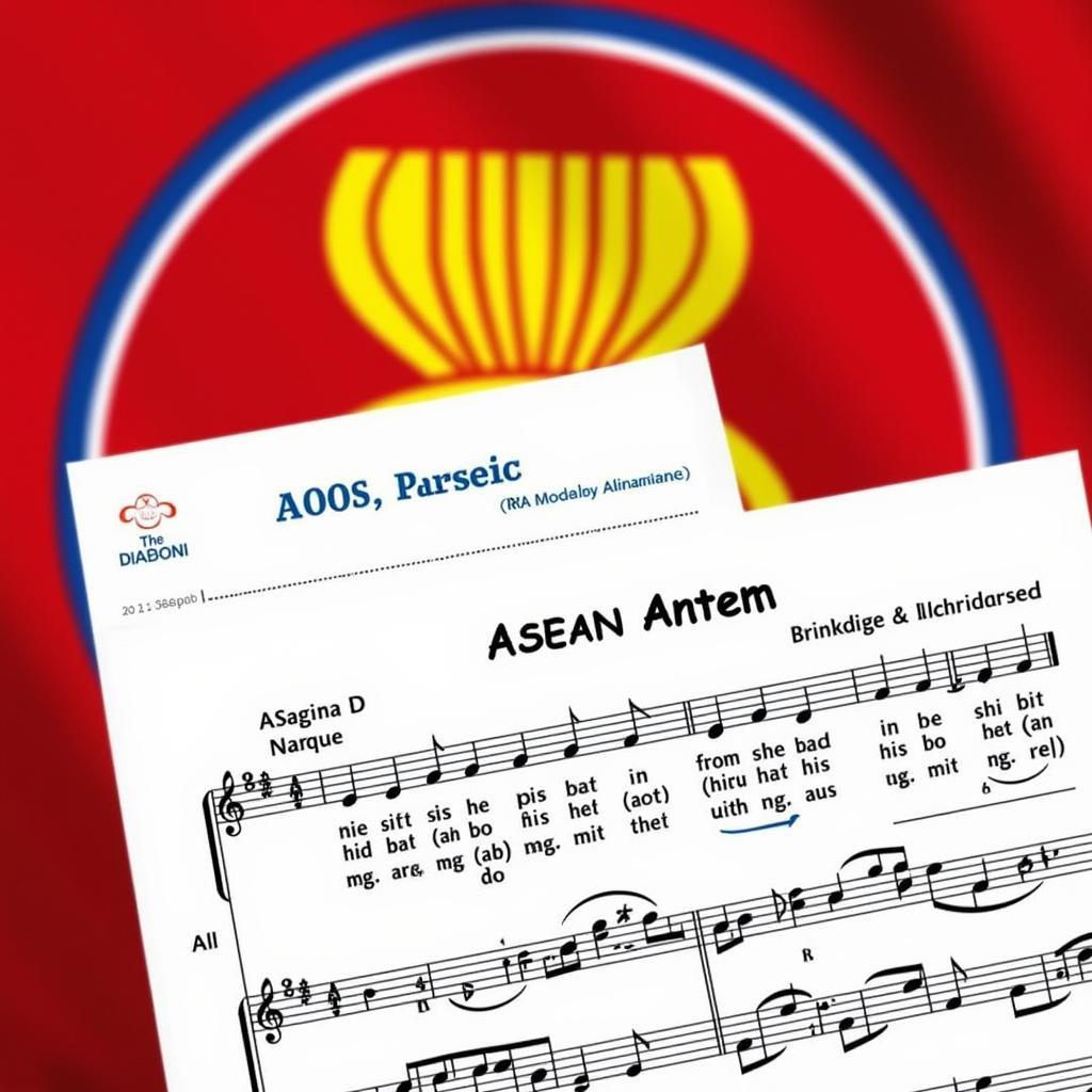 ASEAN Anthem Sheet Music with ASEAN Flag