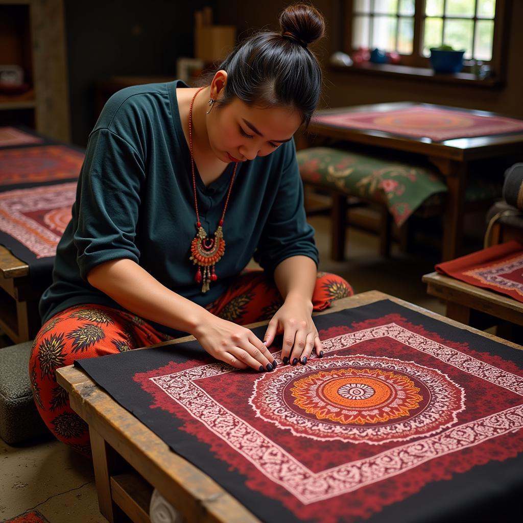 ASEAN Artisan Creating Batik Textile