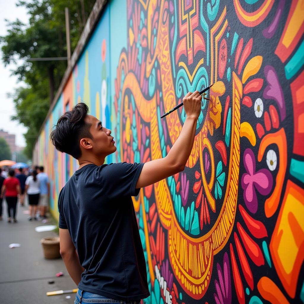 ASEAN Artist Painting a Mural