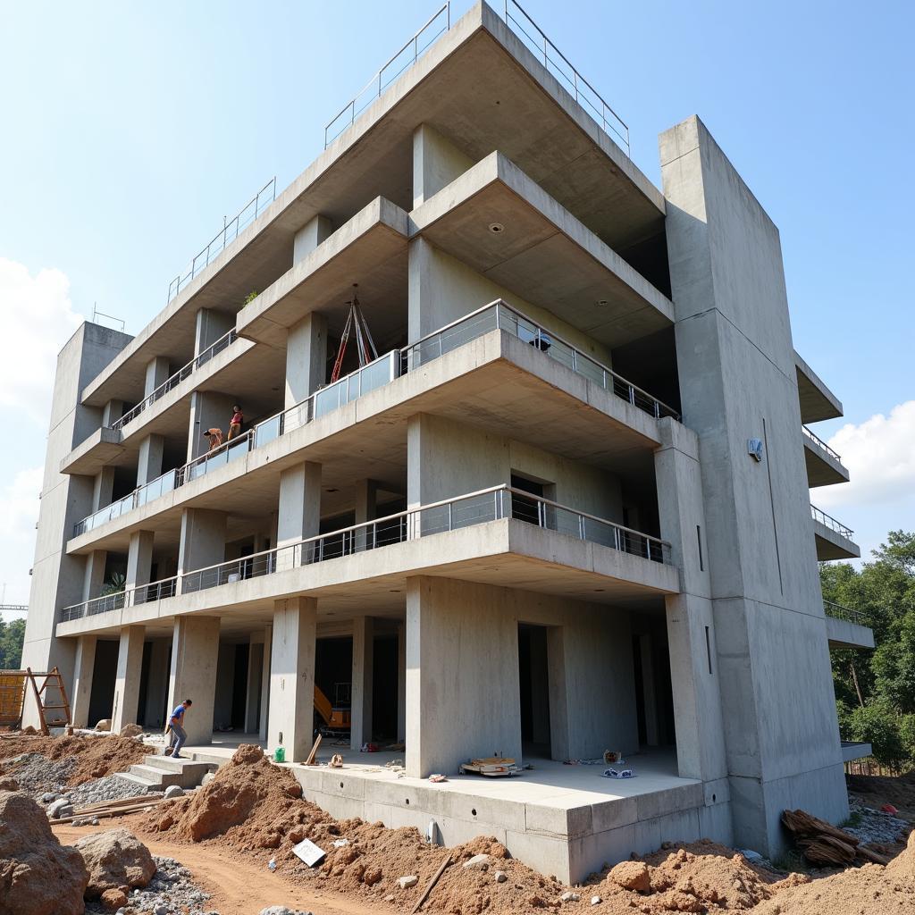 Precast concrete slabs being used in a construction project in Southeast Asia