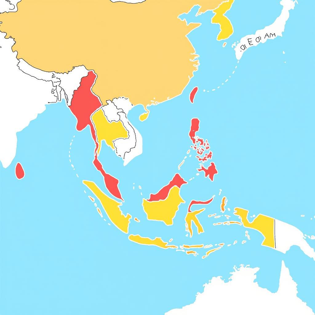 Map of ASEAN countries highlighting economic growth