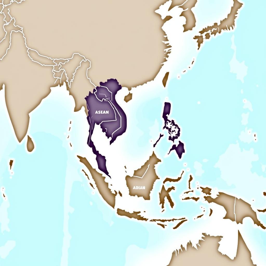 ASEAN Countries Highlighted on a World Map