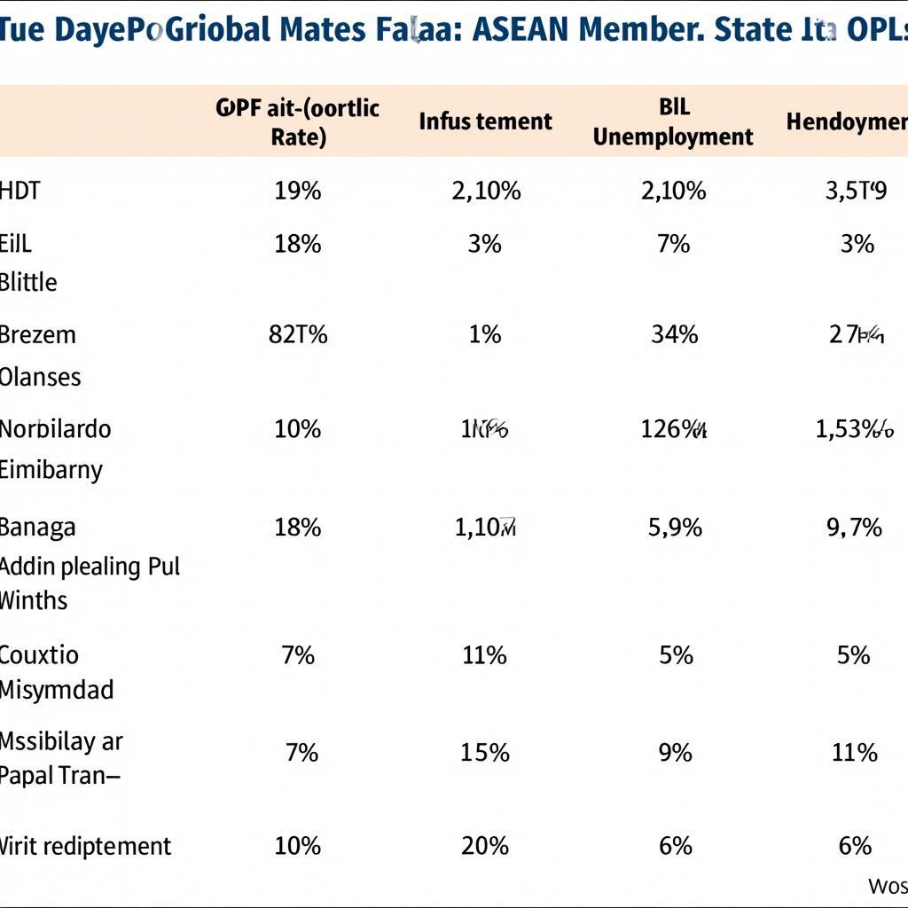 Key Economic Indicators for ASEAN Countries in 2014