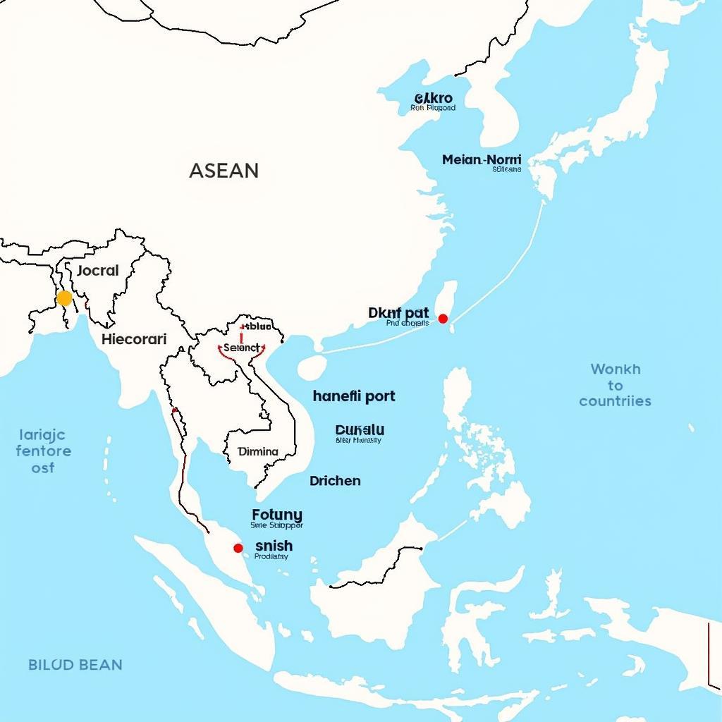 Map highlighting ASEAN-Turkey trade routes and major courier hubs