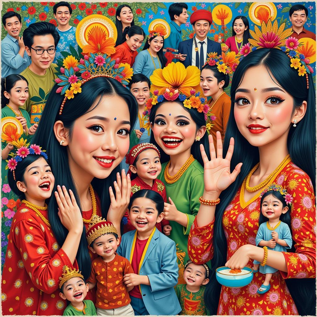 ASEAN Cultural Diversity: A collage showcasing the vibrant cultural traditions of ASEAN countries, including festivals, costumes, and arts.