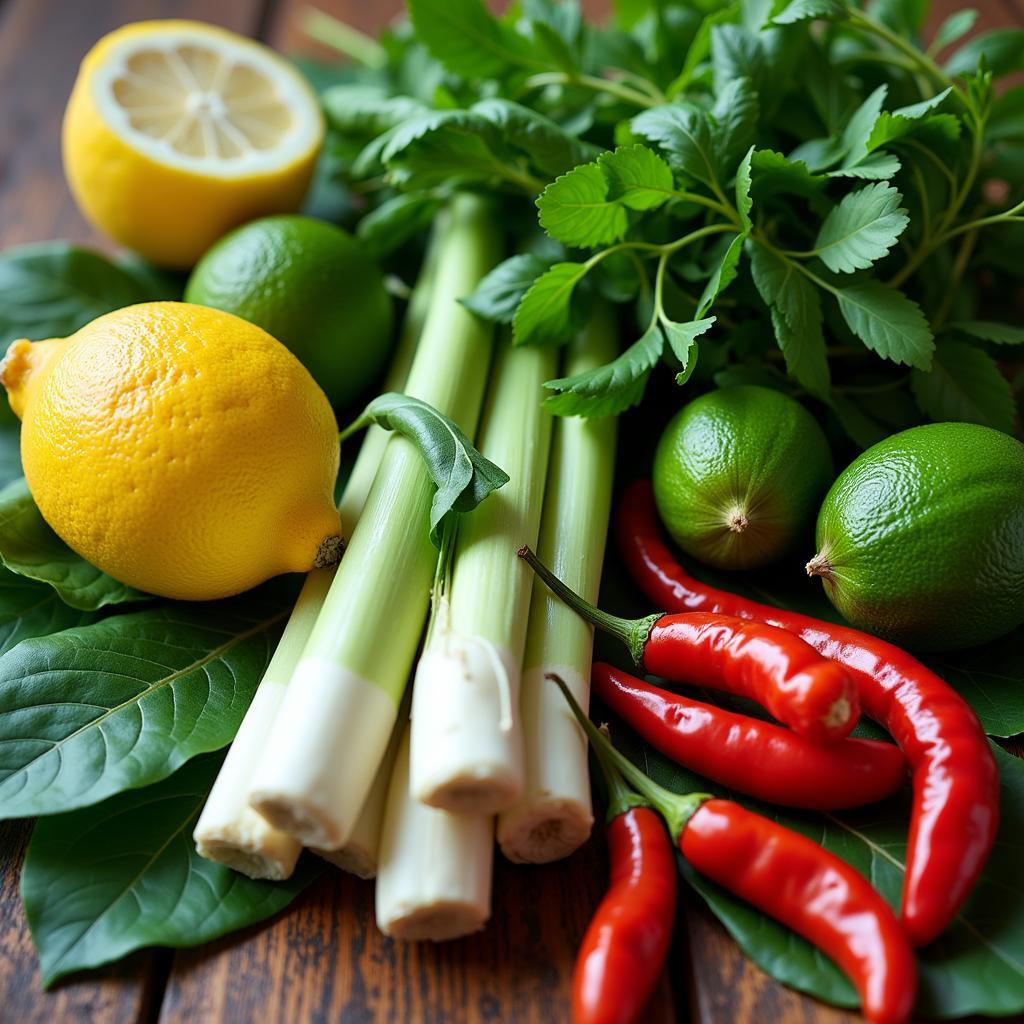 Fresh ingredients commonly used in ASEAN cuisine.