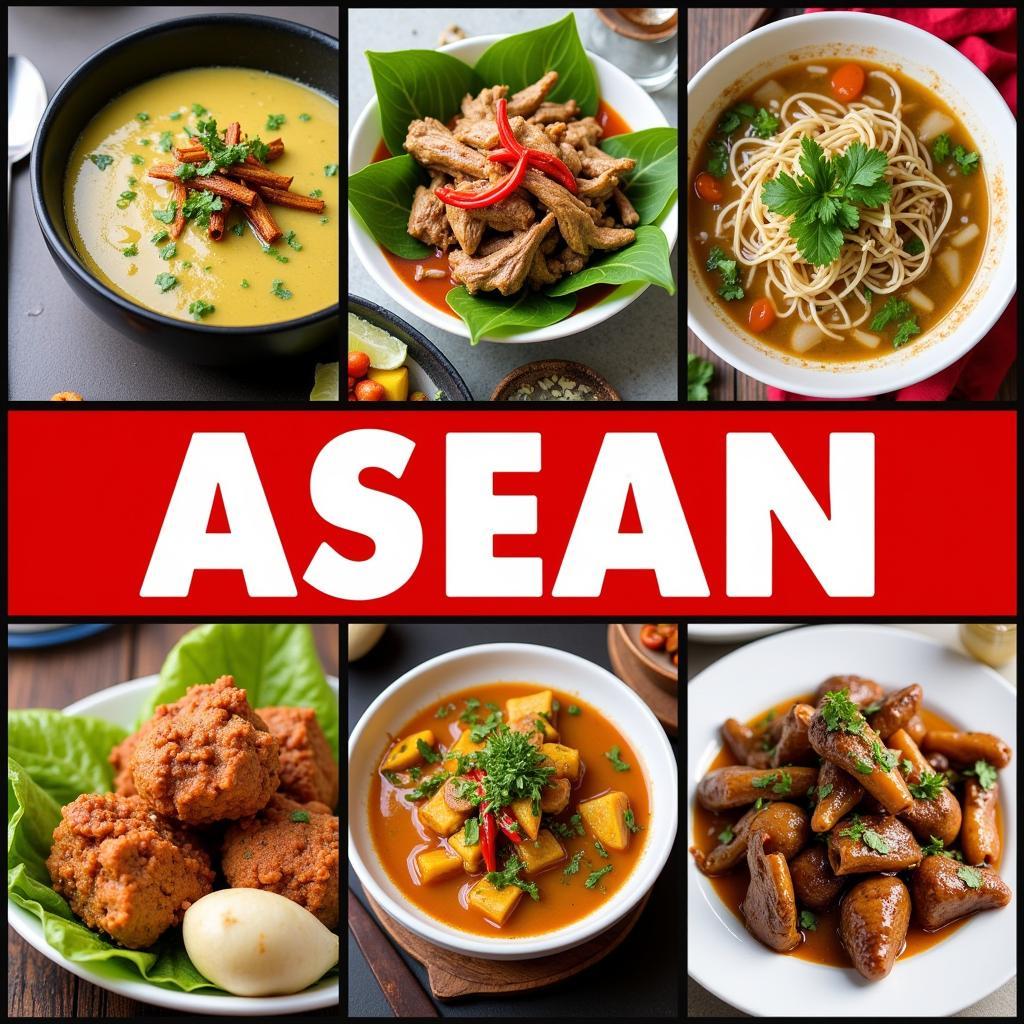 A collage showcasing the variety of dishes found on a typical ASEAN diner menu