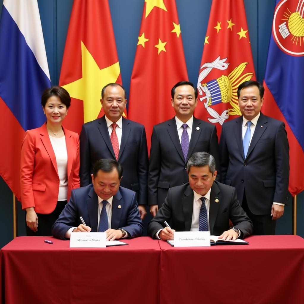 ASEAN Officials Signing the E-Commerce Agreement