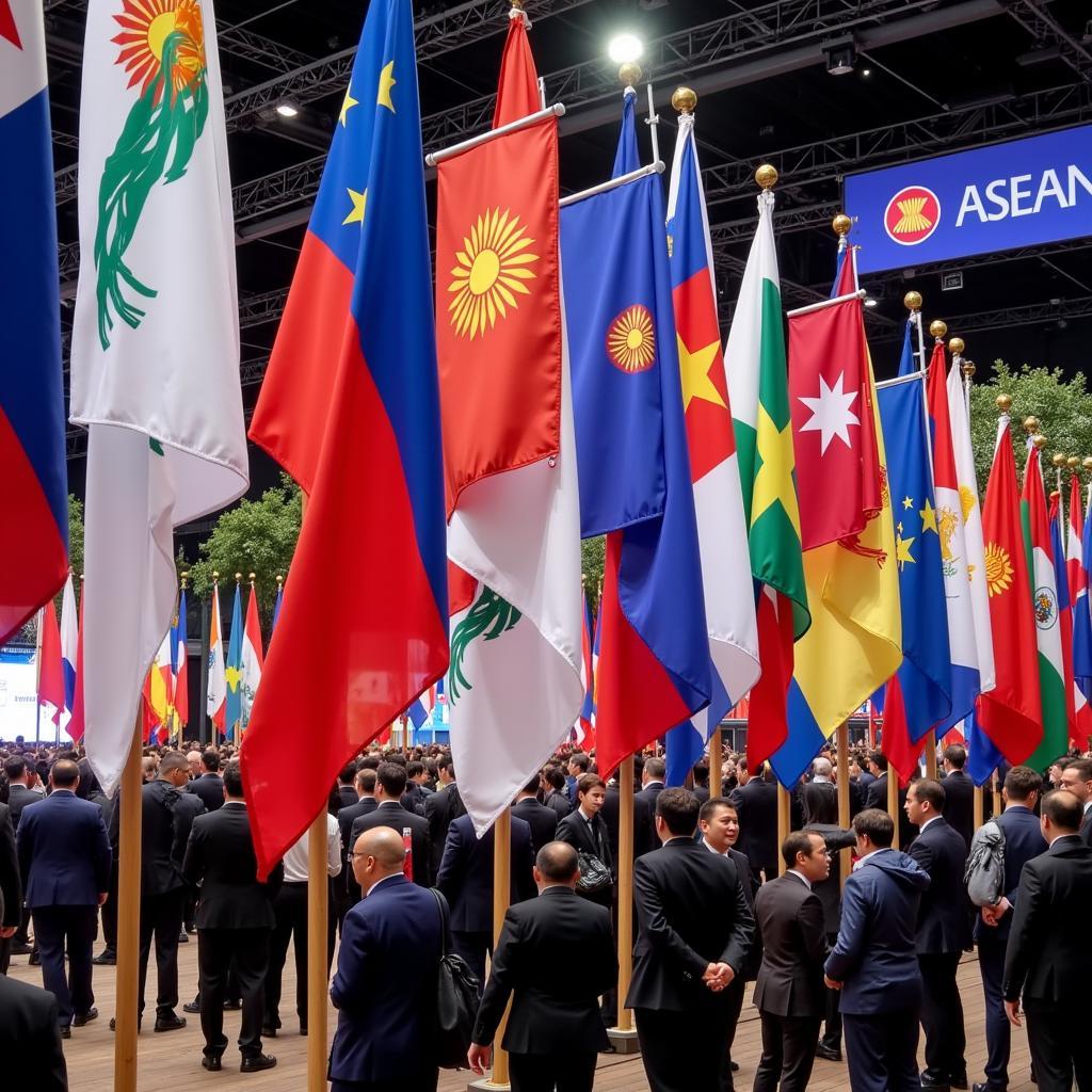 Display of ASEAN Flags and Banners at an International Event