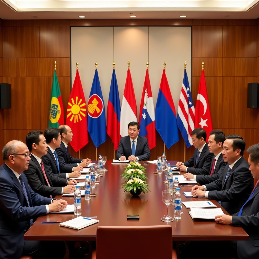 Flags of ASEAN Member States at a Summit