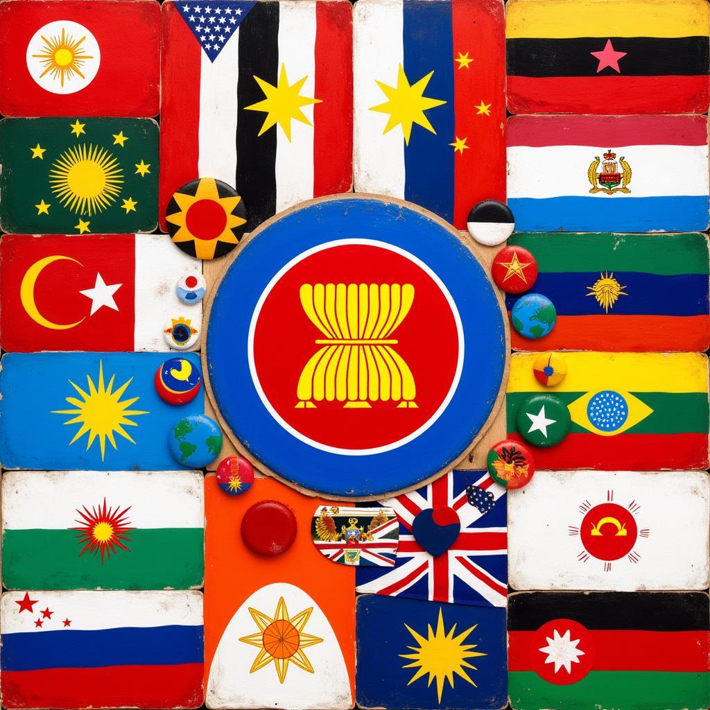 Flags representing the cultural diversity of ASEAN