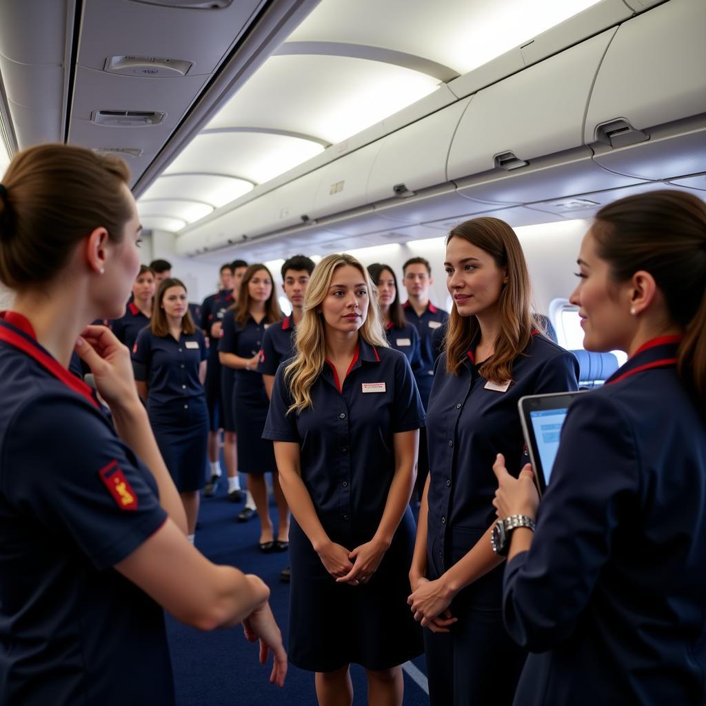 A group of aspiring ASEAN flight attendants participating in a training session