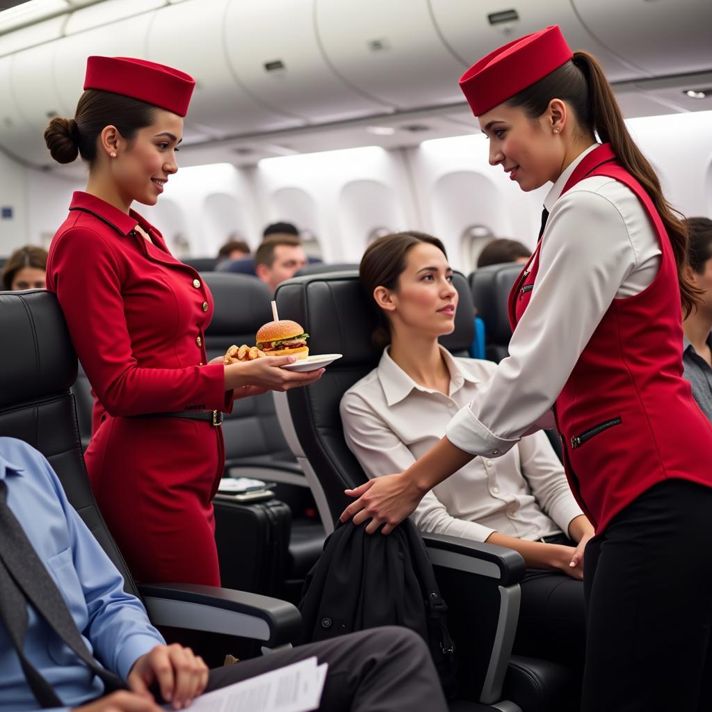 ASEAN flight attendants providing in-flight service to passengers