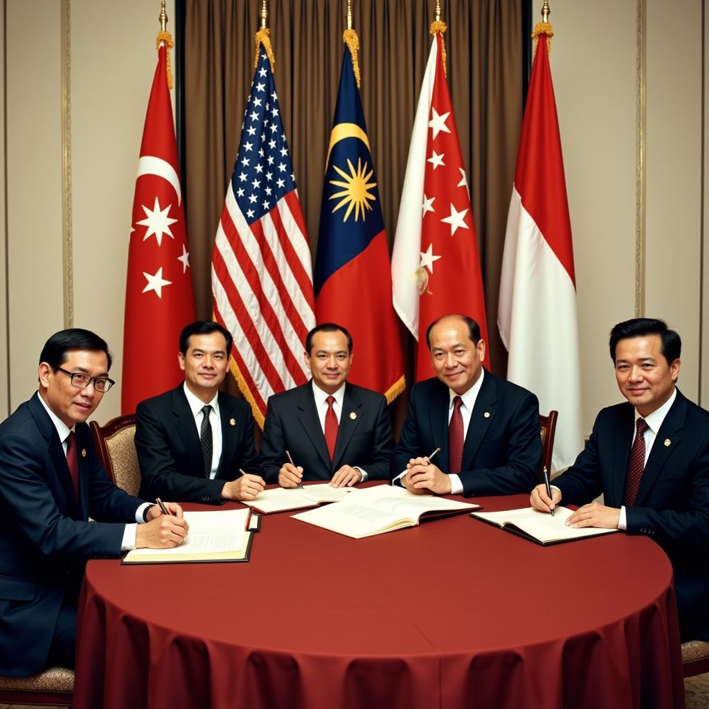 ASEAN Founding Fathers Signing the Bangkok Declaration on 8 Agustus 1967