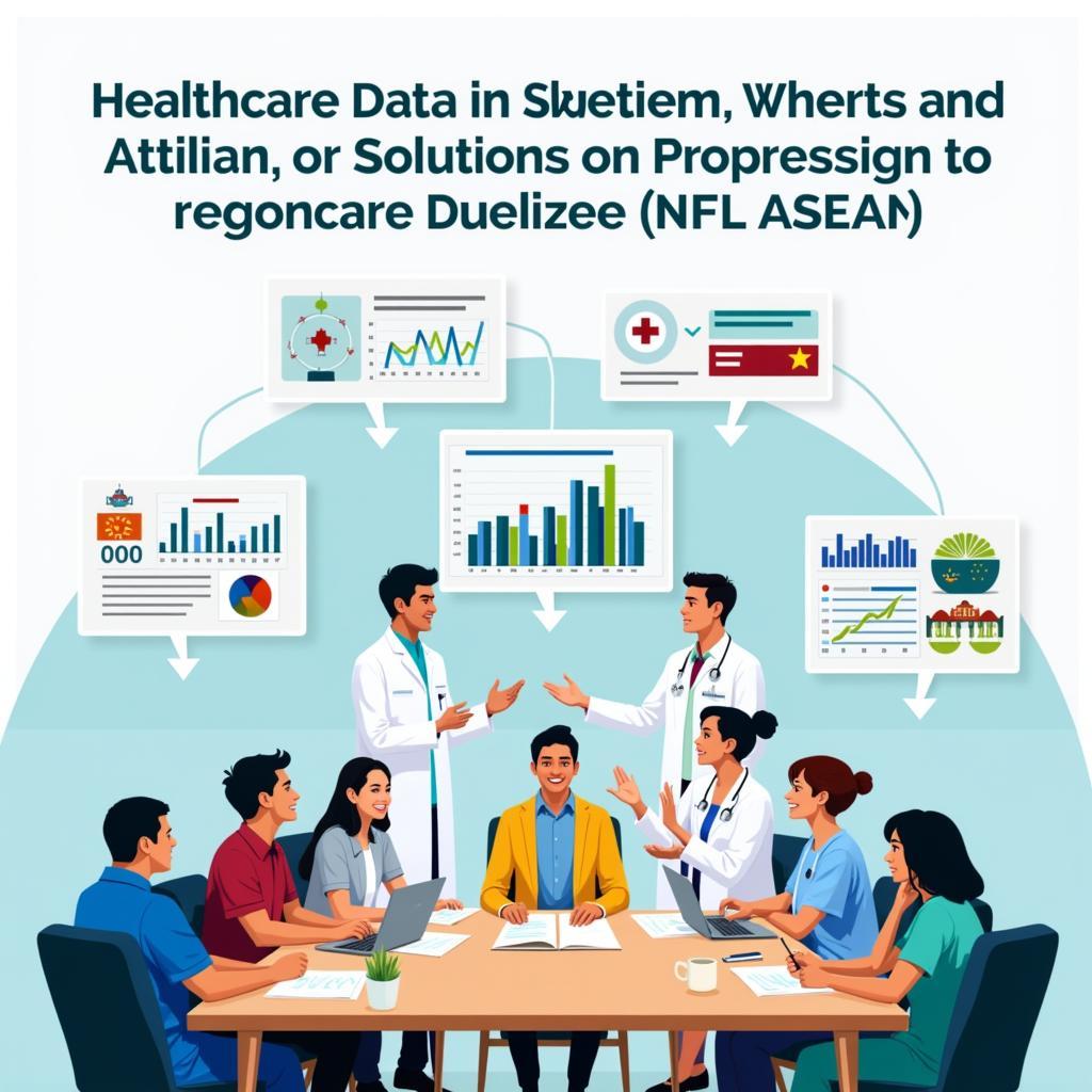 ASEAN Health Collaboration - An image depicting representatives from different ASEAN countries collaborating on healthcare initiatives, symbolizing a future of integrated healthcare solutions.